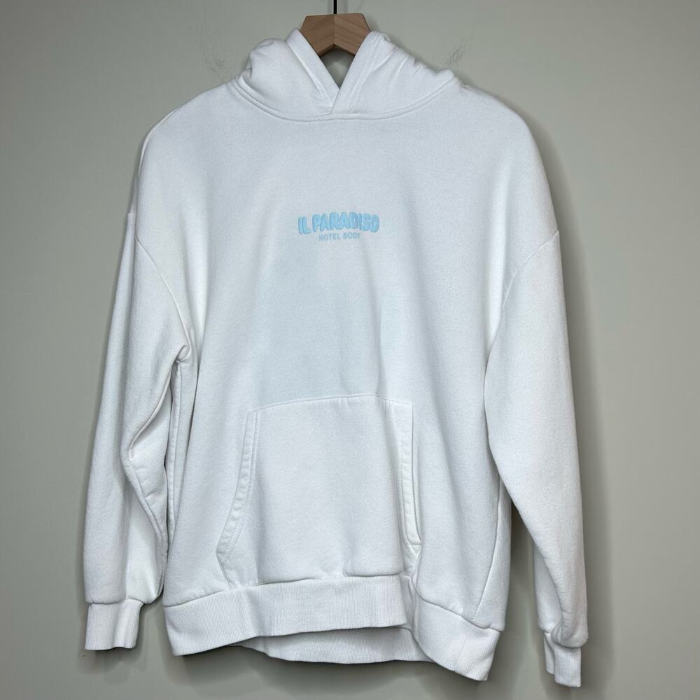 Lazy Sunday Il Paradiso White Hoodie Sweatshirt Size L